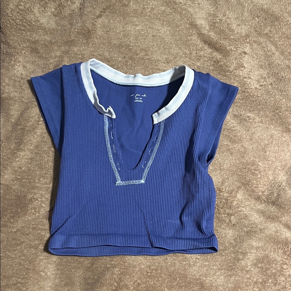 Blue Shirt with White Trim